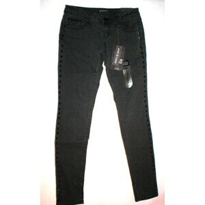 NWT Womens Juniors Zana Di Premium Jeans Black Metal Studs 7 28 X 32 Skinny Girl